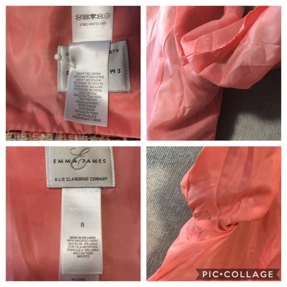 EMMA JAMES FRINGED TWEED CORAL PEACH CAREER JACKET BOHO CLUELESS PREPPY LIKE NEW - Picture 9 of 9